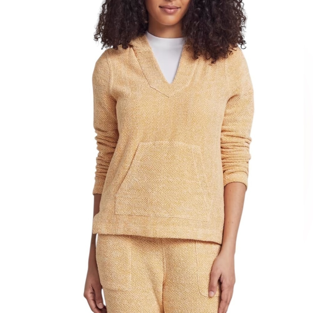 Faherty Whitewater Hooded Sweater Sweatshirt Gold Large L